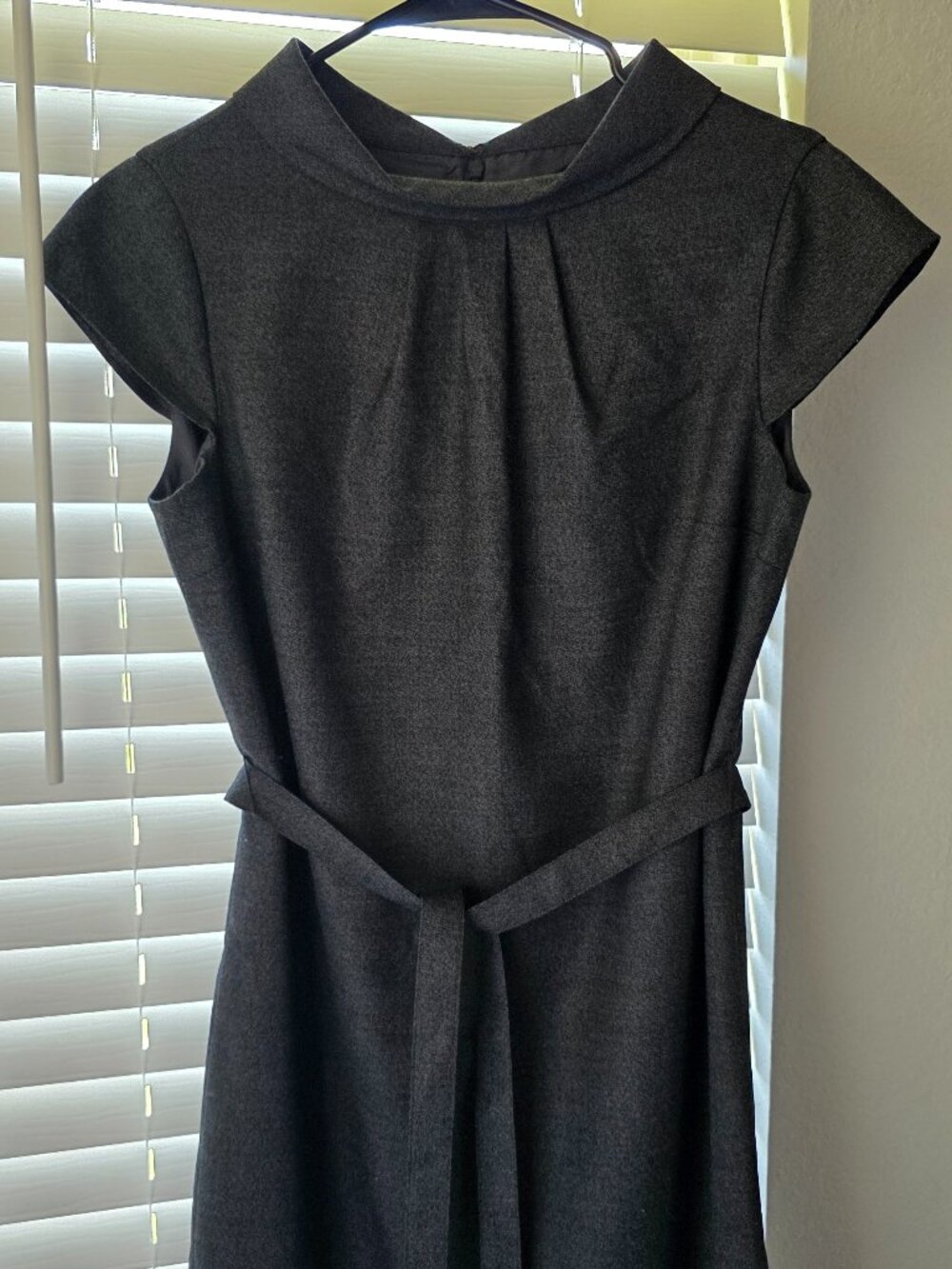 Brooks Brothers Charcoal Gray Belted Sheath Dress, Size 6